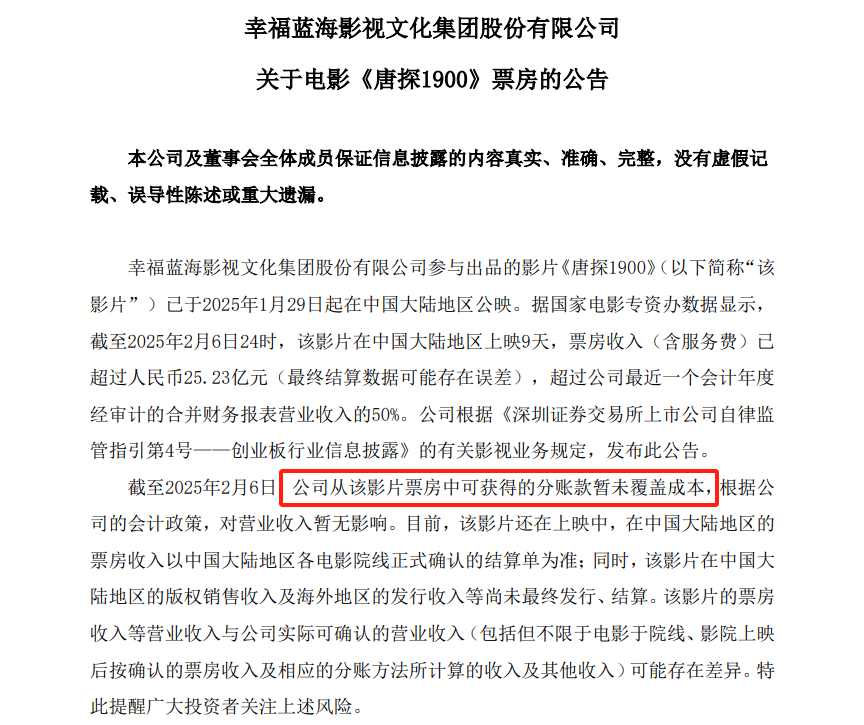 皇冠信用网会员_9天票房超25亿皇冠信用网会员,《唐探1900》投资方:“未覆盖成本”!